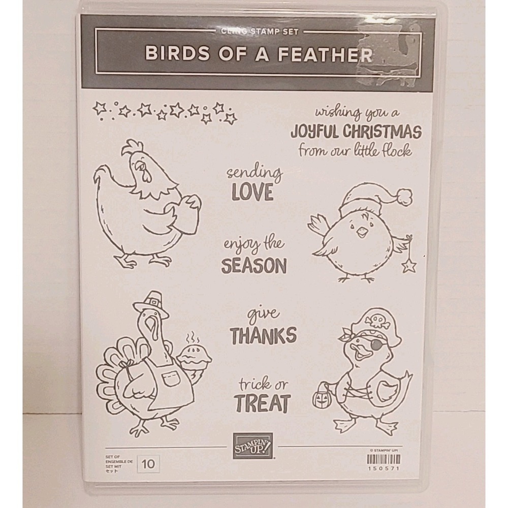 Stampin Up Birds of a Feather Cling Stamp Set Holidays 10pc Set